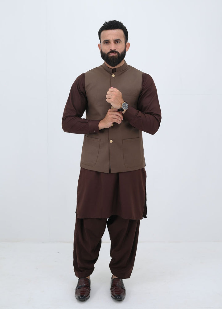 Ethnic Wear by Alif Yay Pret Plain Blended Waistcoat AY-021