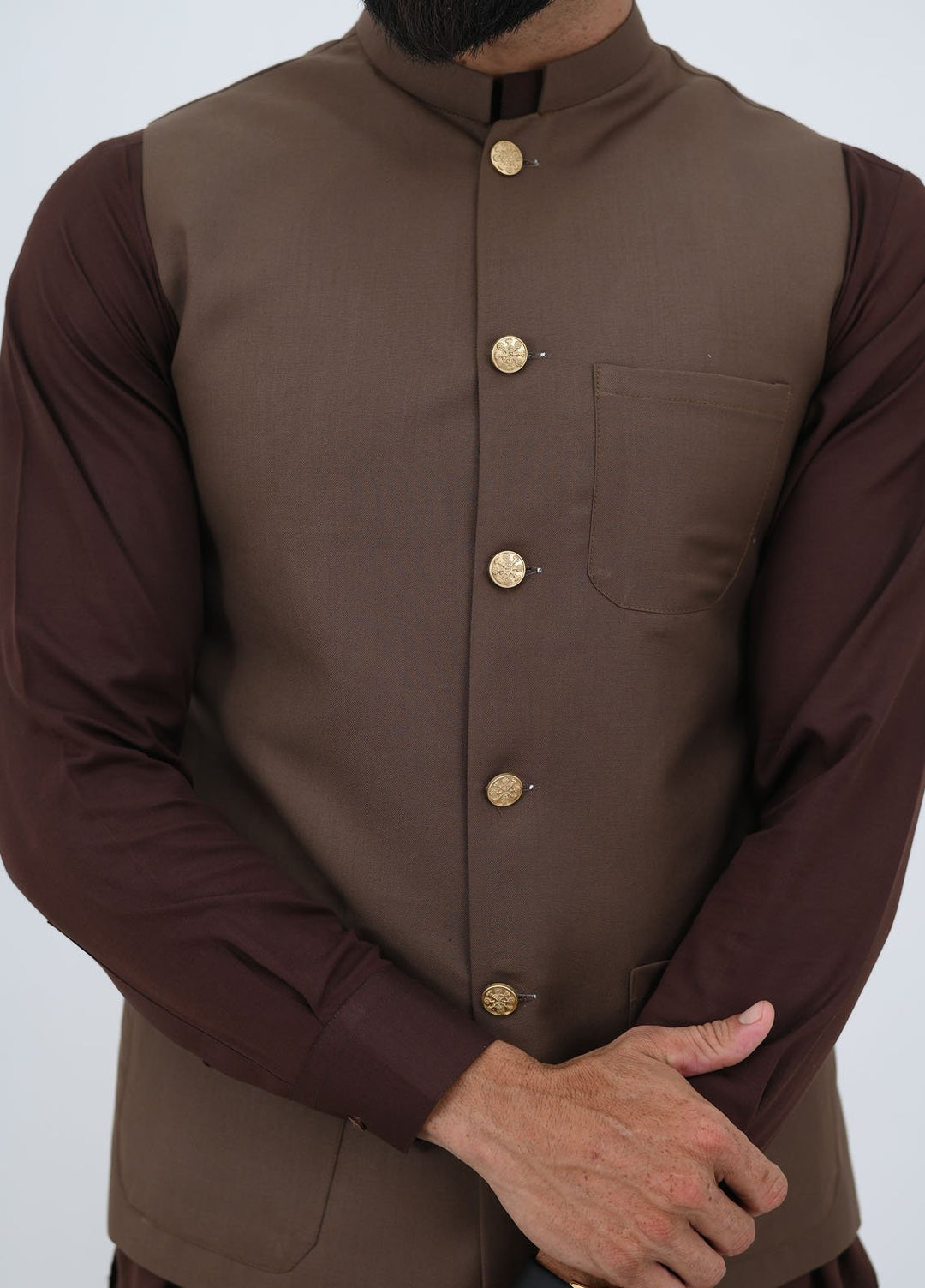 Ethnic Wear by Alif Yay Pret Plain Blended Waistcoat AY-021