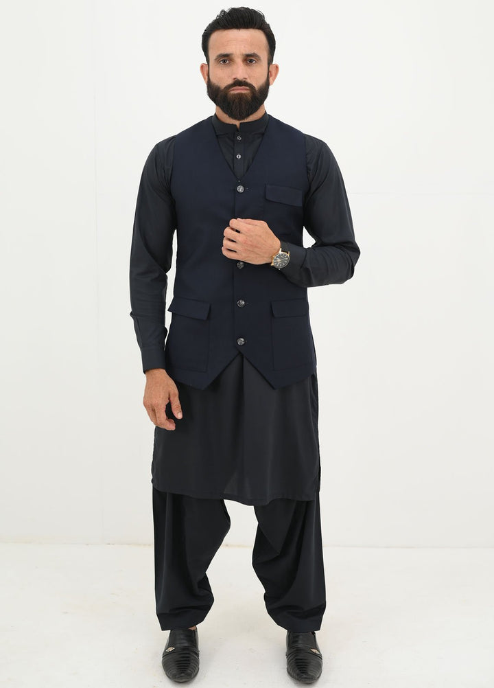 Ethnic Wear by Alif Yay Pret Plain Blended Waistcoat AY-022