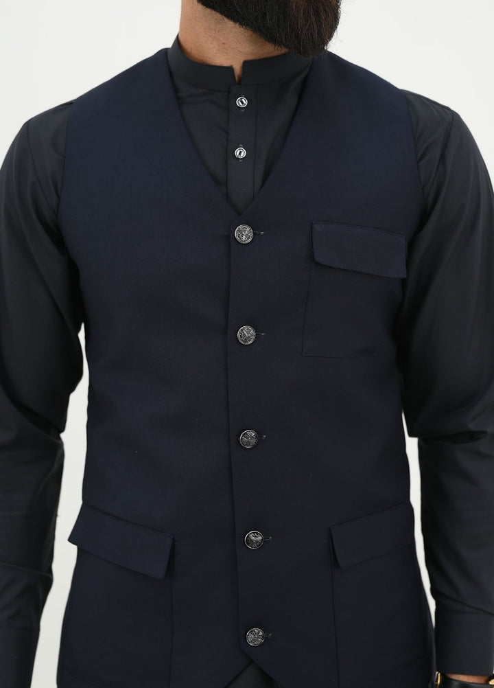 Ethnic Wear by Alif Yay Pret Plain Blended Waistcoat AY-022