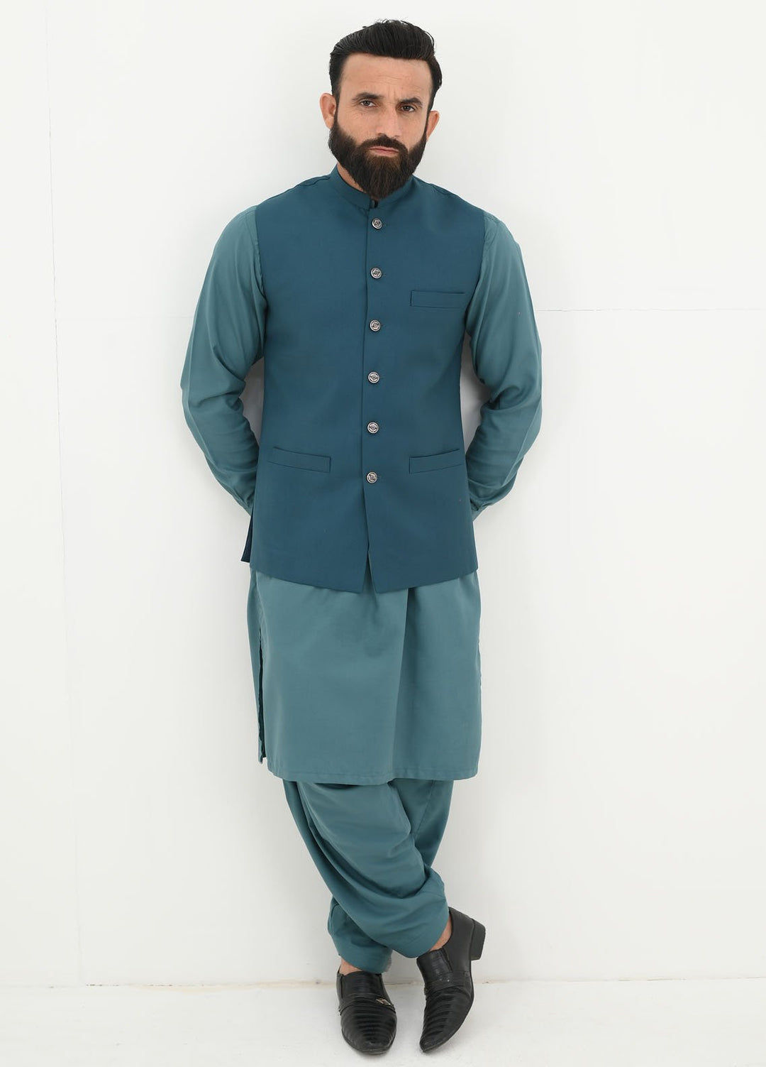 Ethnic Wear by Alif Yay Pret Plain Blended Waistcoat AY-024