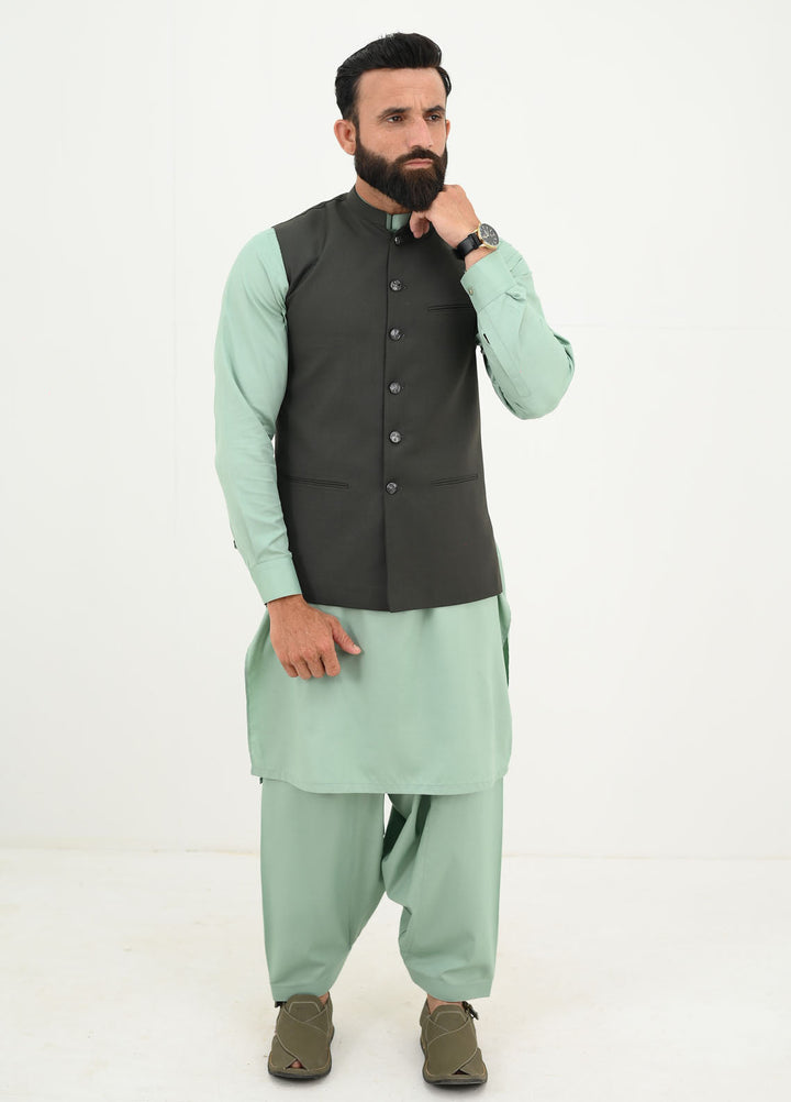 Ethnic Wear by Alif Yay Pret Plain Blended Waistcoat AY-026