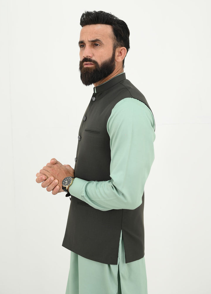 Ethnic Wear by Alif Yay Pret Plain Blended Waistcoat AY-026