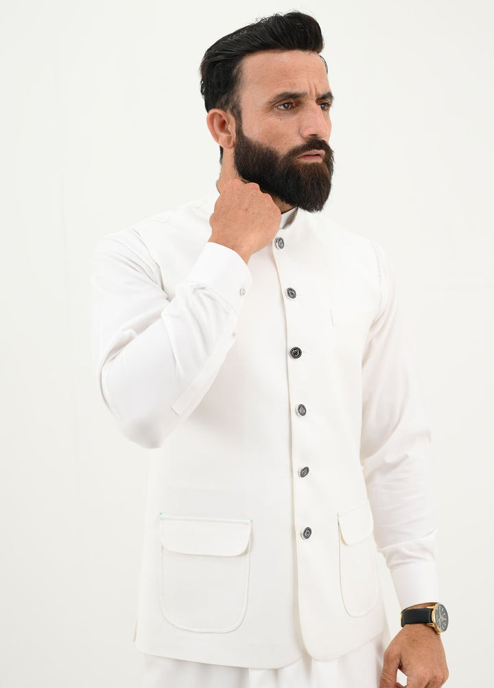 Ethnic Wear by Alif Yay Pret Plain Blended Waistcoat AY-033