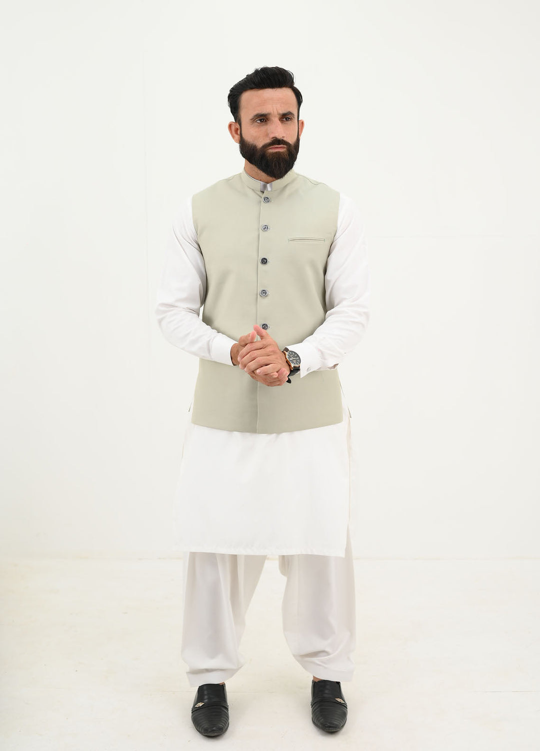 Ethnic Wear by Alif Yay Pret Plain Blended Waistcoat AY-034