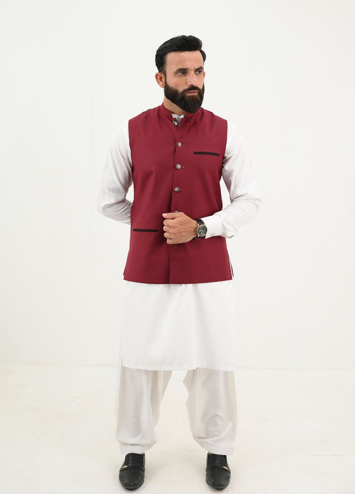 Ethnic Wear by Alif Yay Pret Plain Blended Waistcoat AY-035