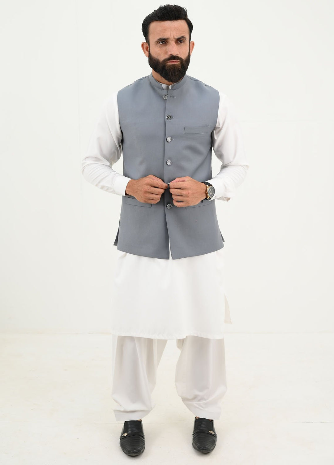 Ethnic Wear by Alif Yay Pret Plain Blended Waistcoat AY-038