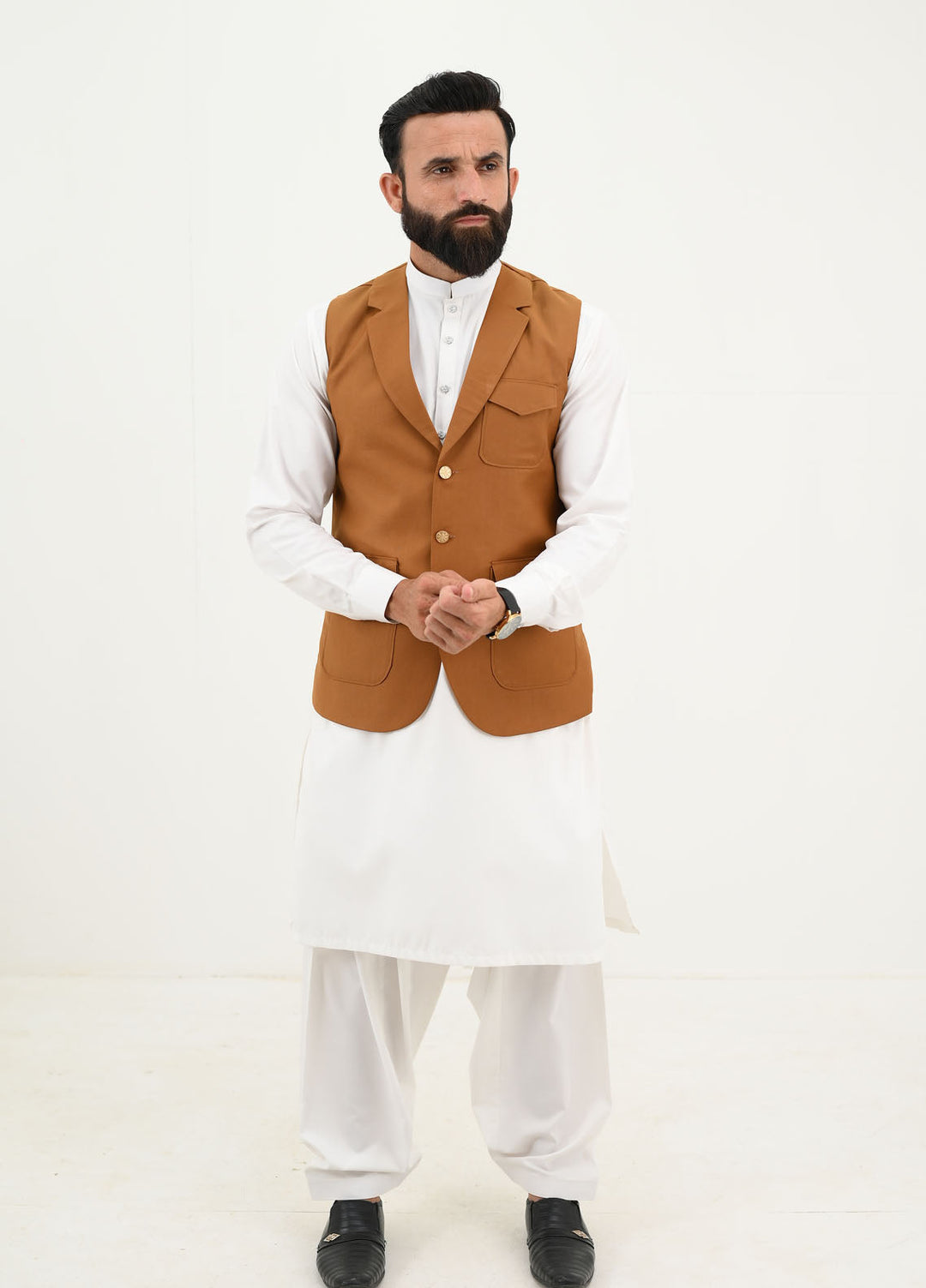 Ethnic Wear by Alif Yay Pret Plain Blended Waistcoat AY-039