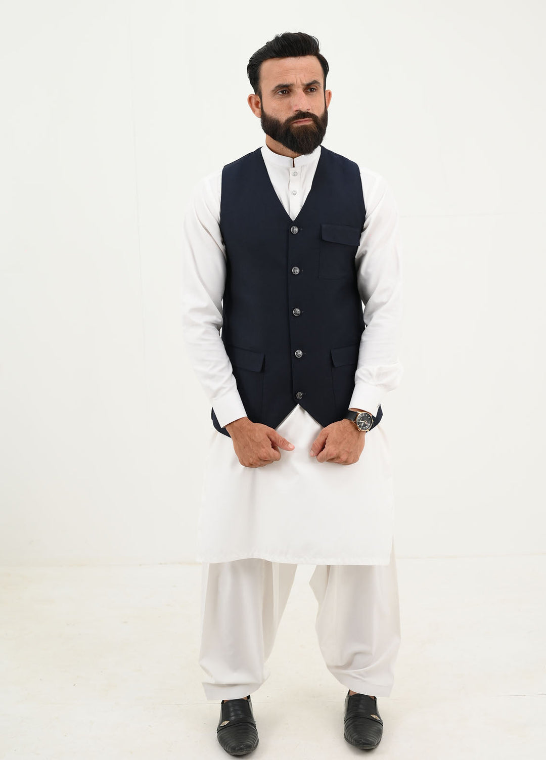 Ethnic Wear by Alif Yay Pret Plain Blended Waistcoat AY-040