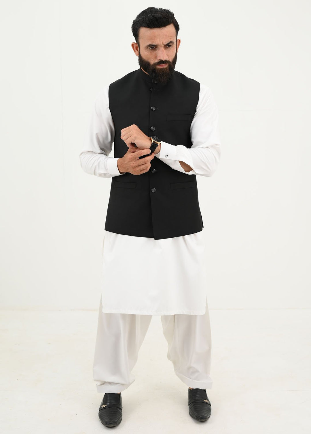 Ethnic Wear by Alif Yay Pret Plain Blended Waistcoat AY-044