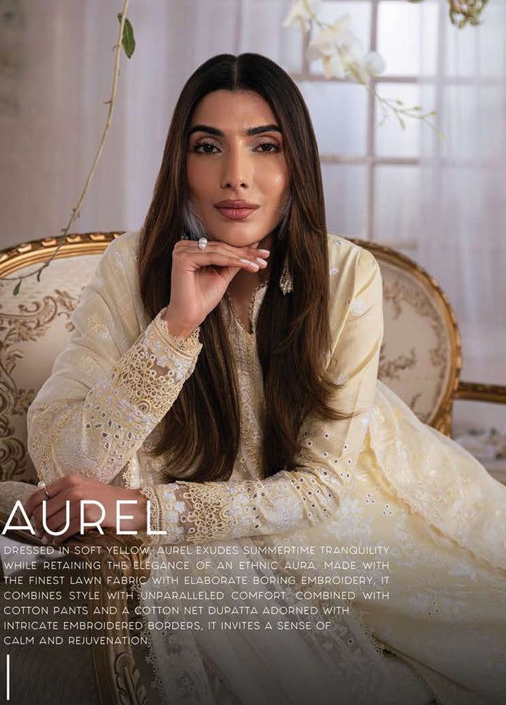 Eudora By Ayzel Embroidered Lawn Suits Unstitched 3 Piece AAF24E D-02 Aurel - Luxury Summer Collection