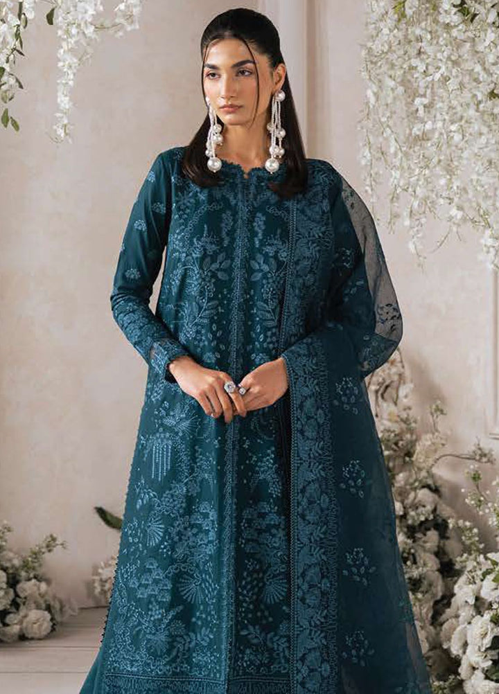 Eudora By Ayzel Embroidered Lawn Suits Unstitched 3 Piece AAF24E D-06 Deniz - Luxury Summer Collection