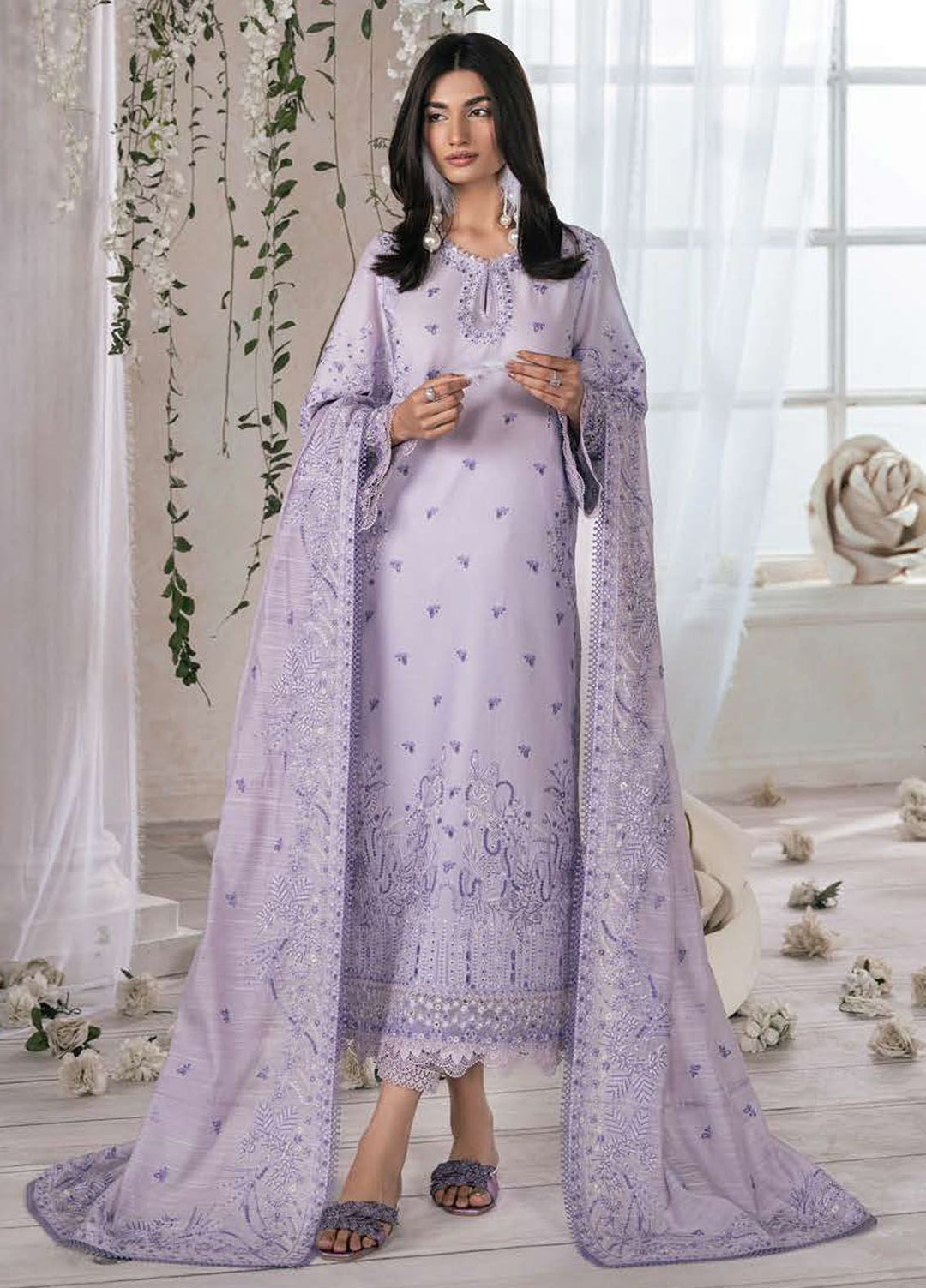 Eudora By Ayzel Embroidered Lawn Suits Unstitched 3 Piece AAF24E D-08 Bonita - Luxury Summer Collection
