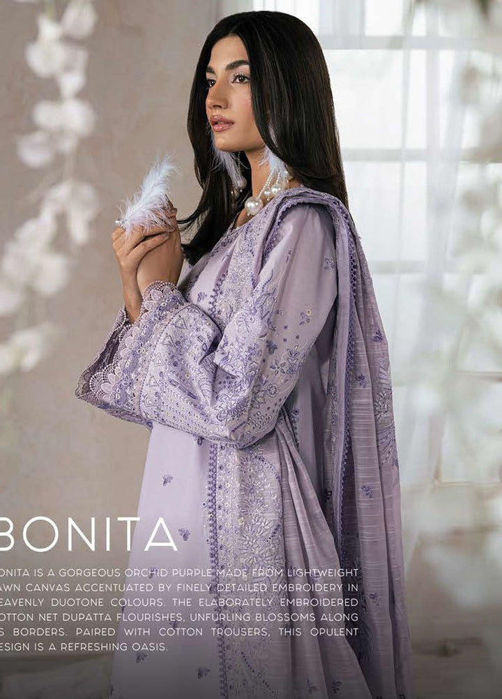 Eudora By Ayzel Embroidered Lawn Suits Unstitched 3 Piece AAF24E D-08 Bonita - Luxury Summer Collection