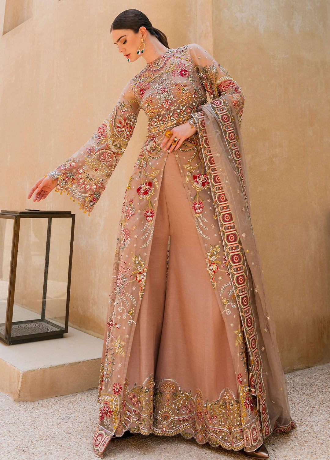 Evara By Elaf Embroidered Organza Suits Unstitched 4 Piece EF23EV EEB-01 Fez - Wedding Collection