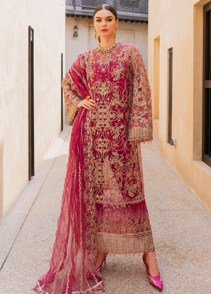 Evara By Elaf Embroidered Net Suits Unstitched 4 Piece EF23EV EEB-02 Zephyr - Wedding Collection