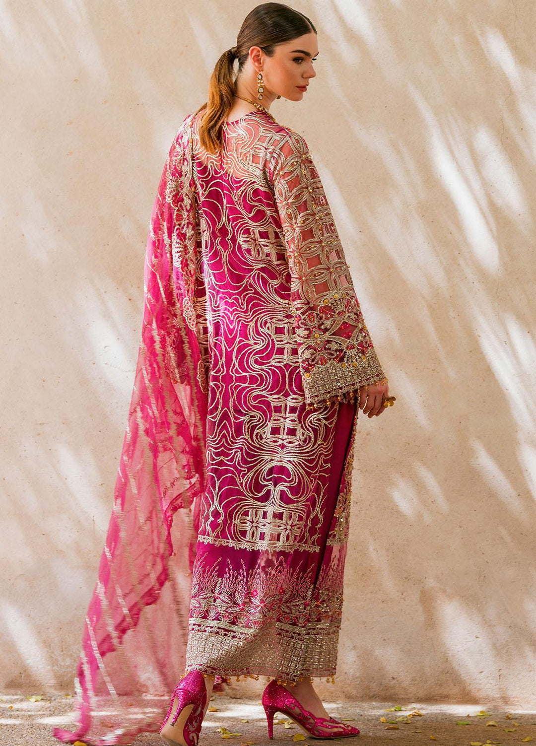 Evara By Elaf Embroidered Net Suits Unstitched 4 Piece EF23EV EEB-02 Zephyr - Wedding Collection