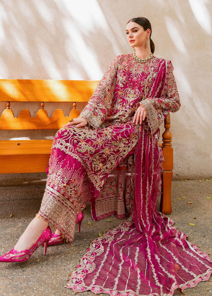 Evara By Elaf Embroidered Net Suits Unstitched 4 Piece EF23EV EEB-02 Zephyr - Wedding Collection