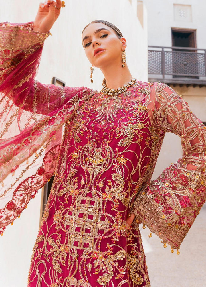 Evara By Elaf Embroidered Net Suits Unstitched 4 Piece EF23EV EEB-02 Zephyr - Wedding Collection