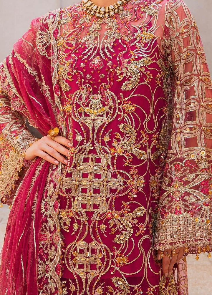 Evara By Elaf Embroidered Net Suits Unstitched 4 Piece EF23EV EEB-02 Zephyr - Wedding Collection