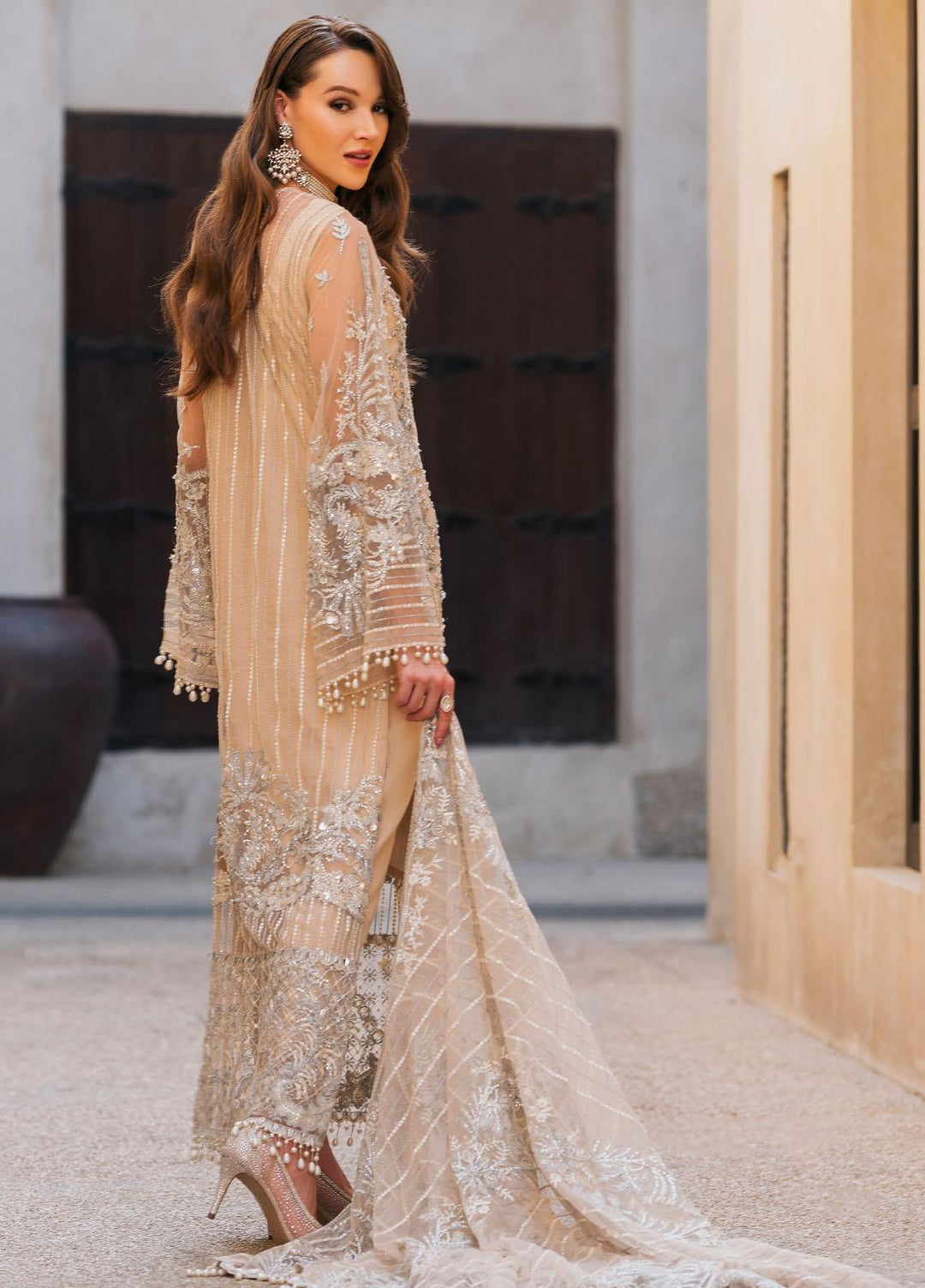 Evara By Elaf Embroidered Net Suits Unstitched 4 Piece EF23EV EEB-03 Zayna - Wedding Collection