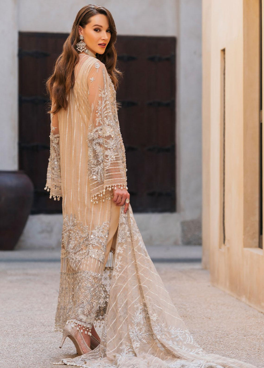 Evara By Elaf Embroidered Net Suits Unstitched 4 Piece EF23EV EEB-03 Zayna - Wedding Collection