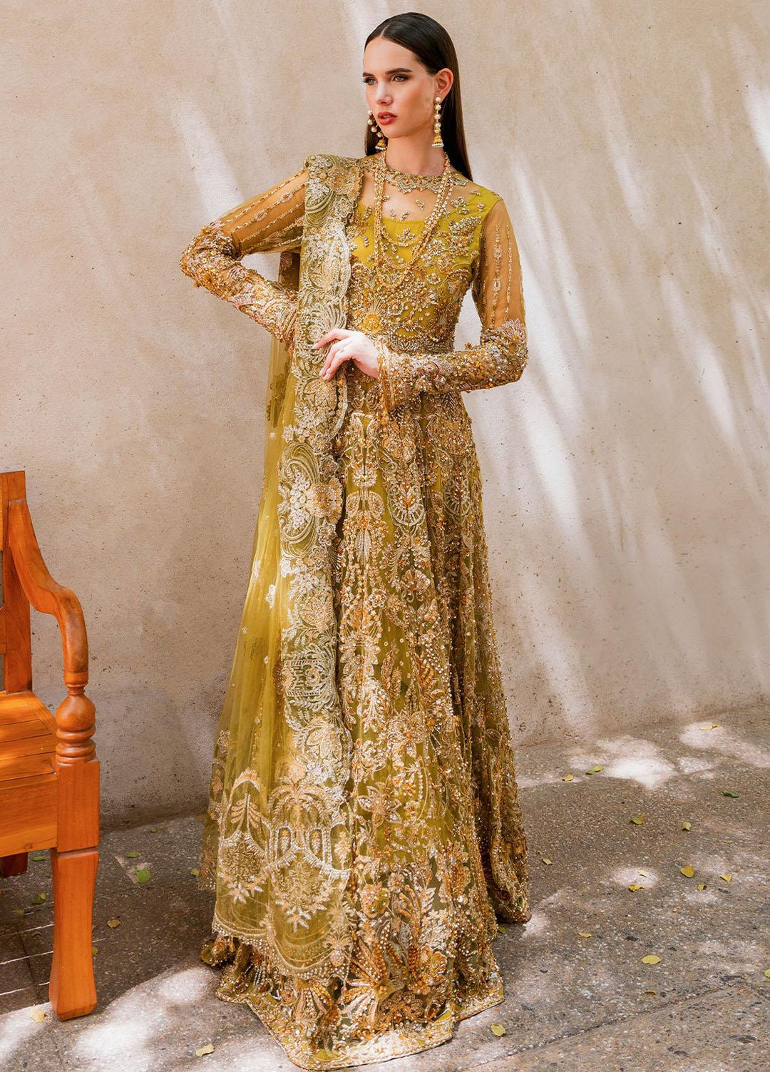 Evara By Elaf Embroidered Net Suits Unstitched 3 Piece EF23EV EEB-05 Henna - Wedding Collection