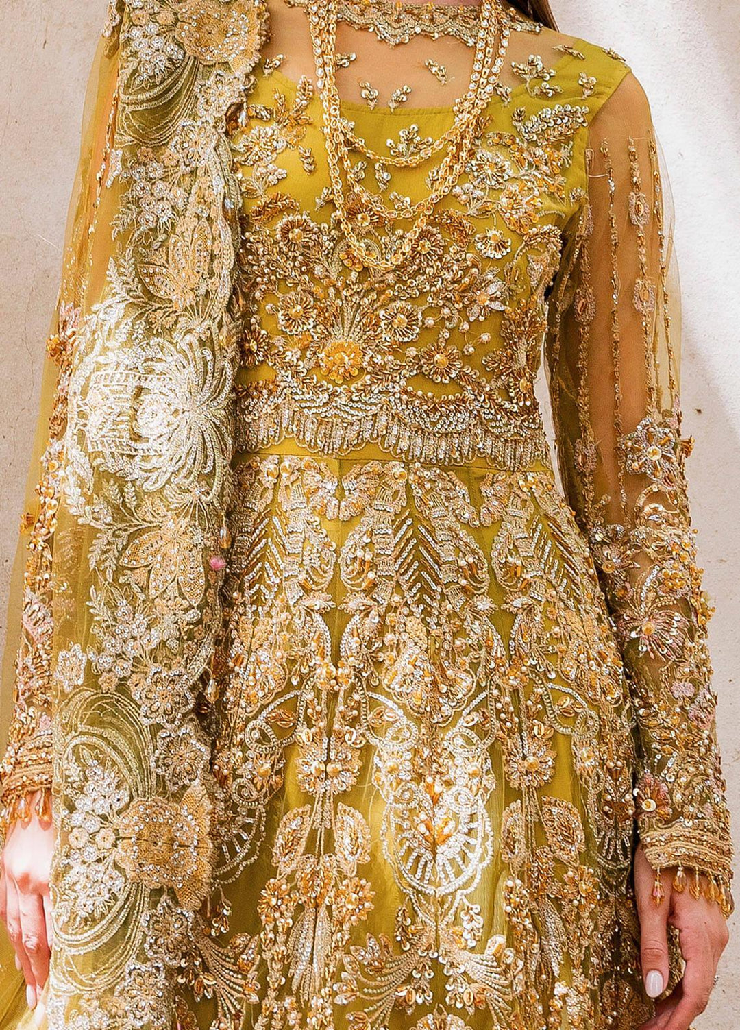 Evara By Elaf Embroidered Net Suits Unstitched 3 Piece EF23EV EEB-05 Henna - Wedding Collection