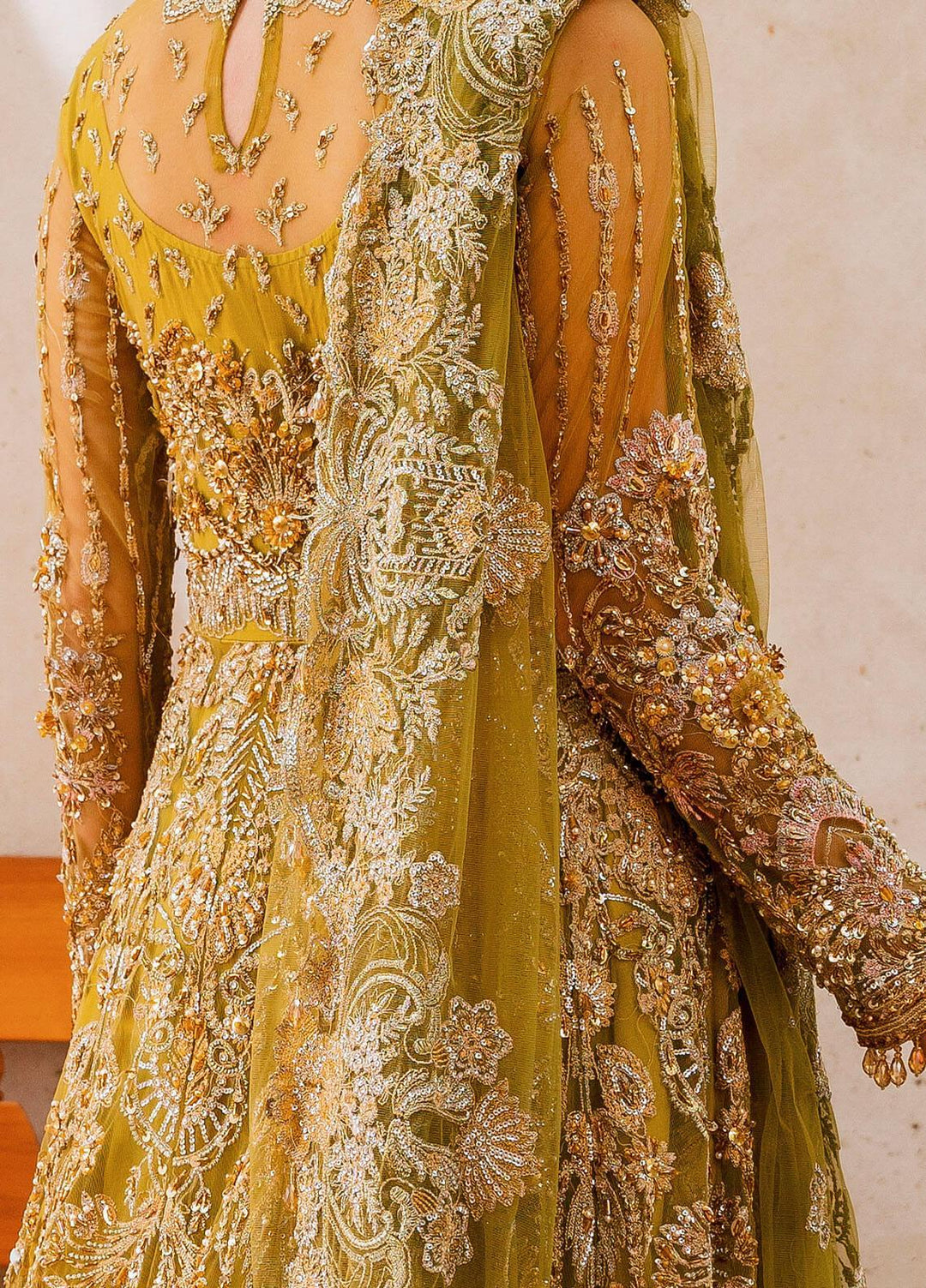 Evara By Elaf Embroidered Net Suits Unstitched 3 Piece EF23EV EEB-05 Henna - Wedding Collection