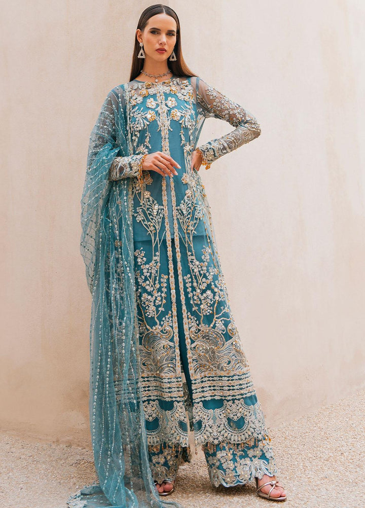 Evara By Elaf Embroidered Net Suits Unstitched 4 Piece EF23EV EEB-07 Seraphim - Wedding Collection
