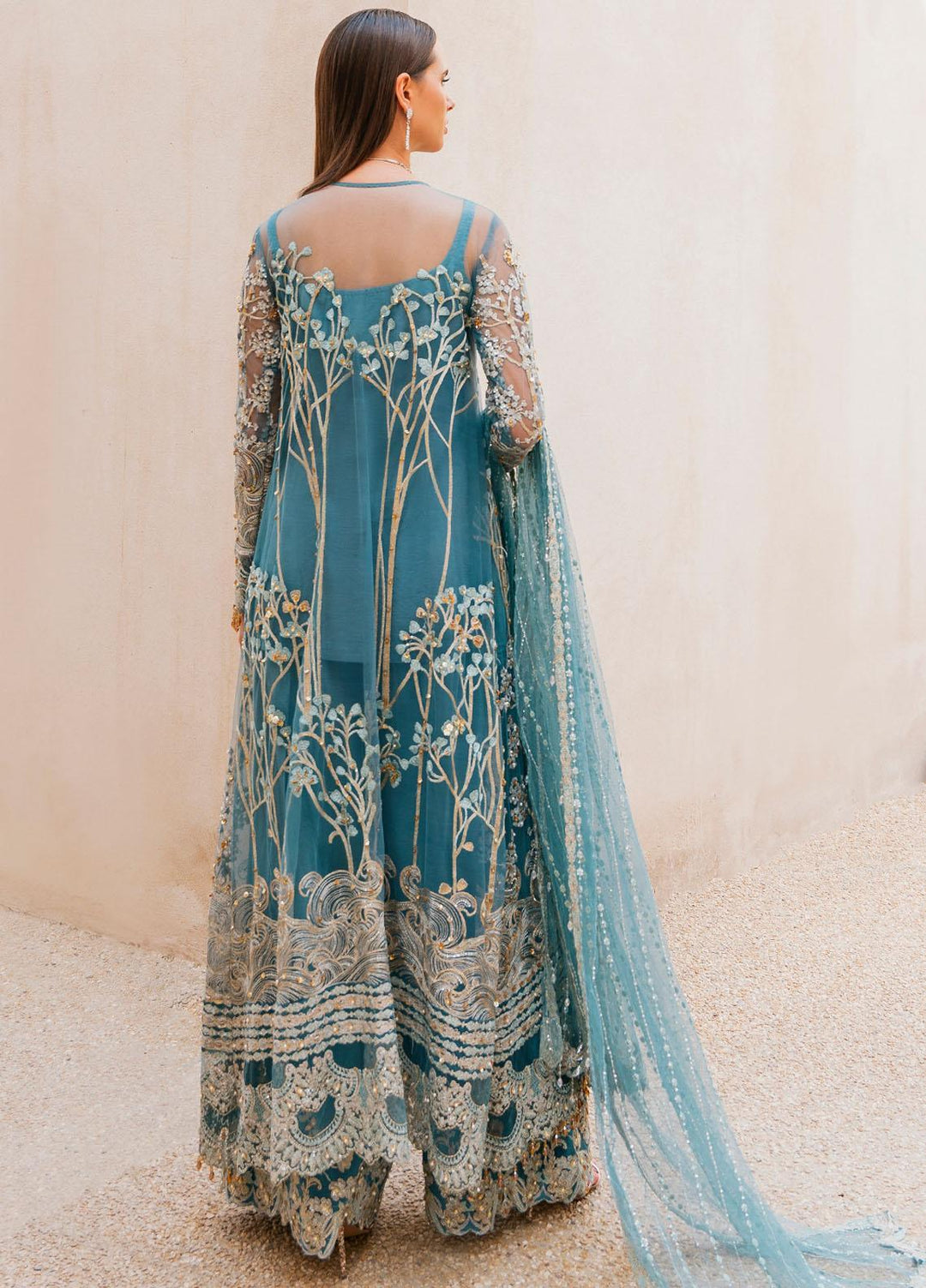 Evara By Elaf Embroidered Net Suits Unstitched 4 Piece EF23EV EEB-07 Seraphim - Wedding Collection