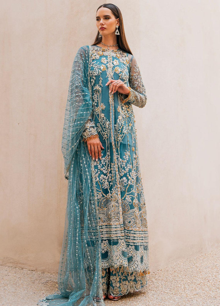 Evara By Elaf Embroidered Net Suits Unstitched 4 Piece EF23EV EEB-07 Seraphim - Wedding Collection
