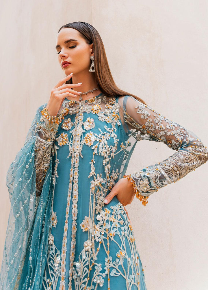 Evara By Elaf Embroidered Net Suits Unstitched 4 Piece EF23EV EEB-07 Seraphim - Wedding Collection