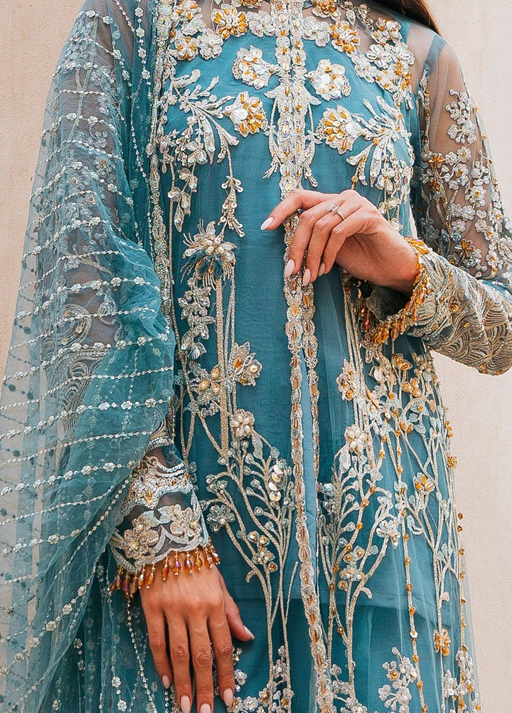 Evara By Elaf Embroidered Net Suits Unstitched 4 Piece EF23EV EEB-07 Seraphim - Wedding Collection