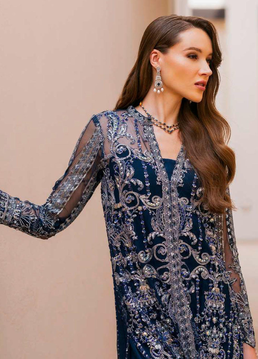 Evara By Elaf Embroidered Net Suits Unstitched 4 Piece EF23EV-2 EEW-06 AZALEA - Wedding Collection