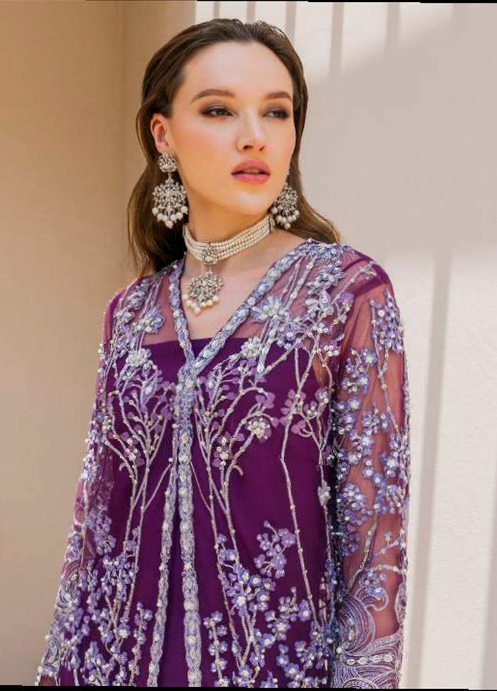 Evara By Elaf Embroidered Net Suits Unstitched 4 Piece EF23EV-2 EEW-08 ALMAS - Wedding Collection
