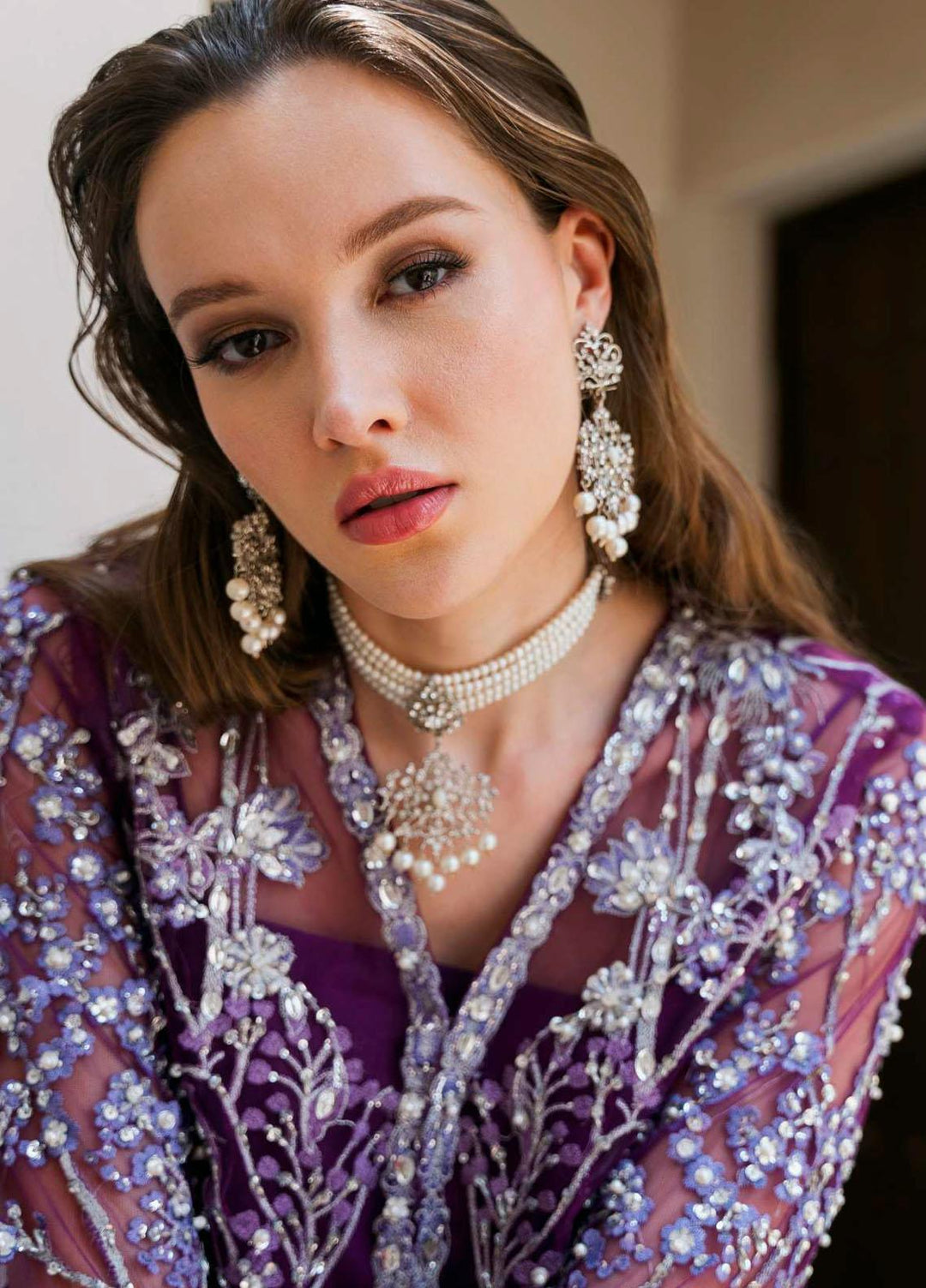 Evara By Elaf Embroidered Net Suits Unstitched 4 Piece EF23EV-2 EEW-08 ALMAS - Wedding Collection