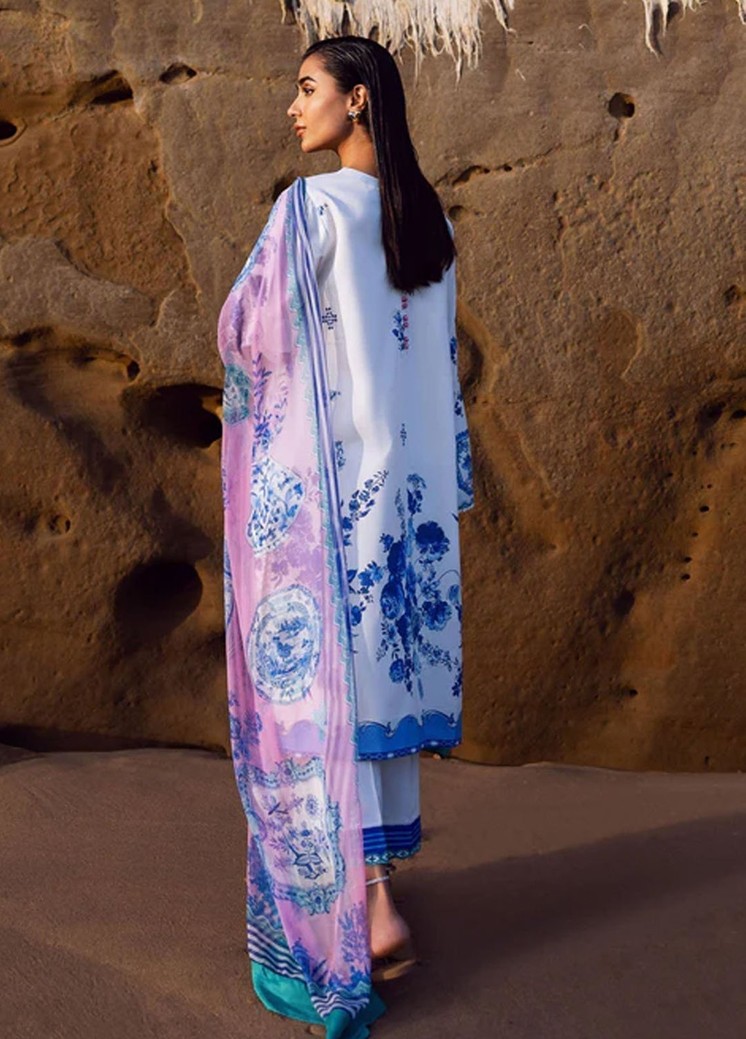 Everyday by Sadaf Fawad Khan Embroidered Lawn Suits Unstitched 3 Piece SDF25EV Blue Pottery - Summer Collection