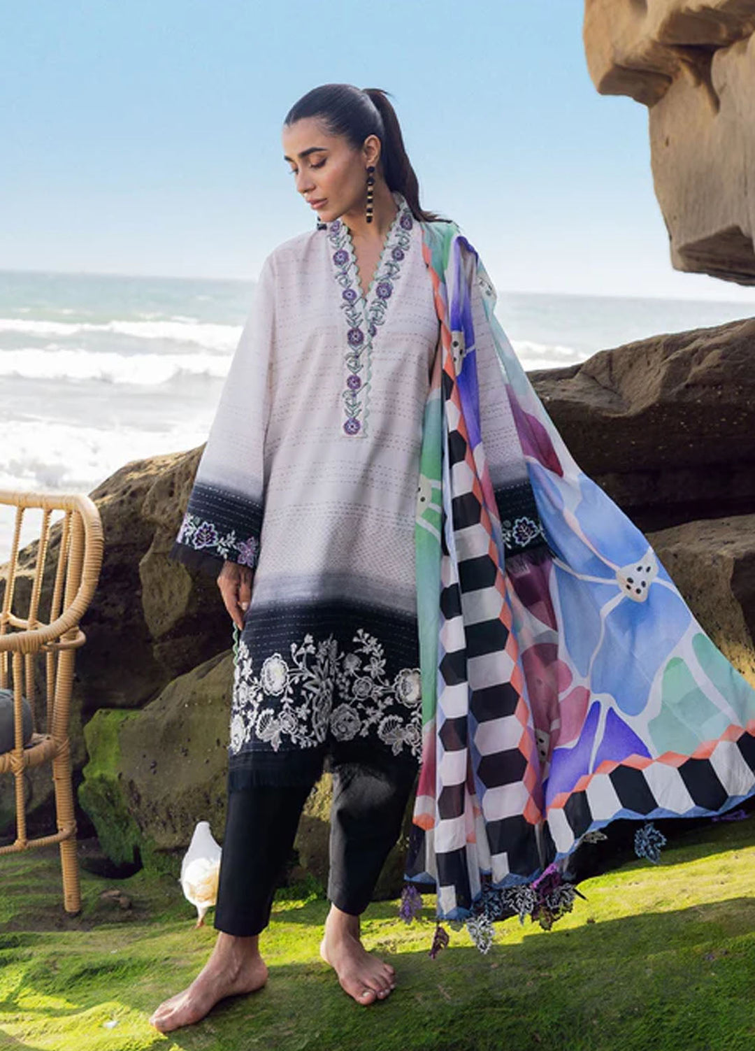 Everyday by Sadaf Fawad Khan Embroidered Lawn Suits Unstitched 3 Piece SDF25EV Kantha Rose - Summer Collection