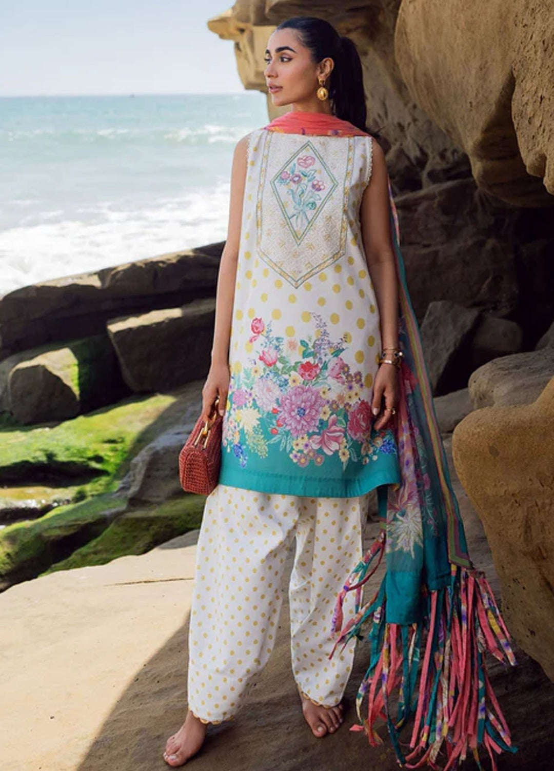 Everyday by Sadaf Fawad Khan Embroidered Lawn Suits Unstitched 3 Piece SDF25EV Retro Polka - Summer Collection