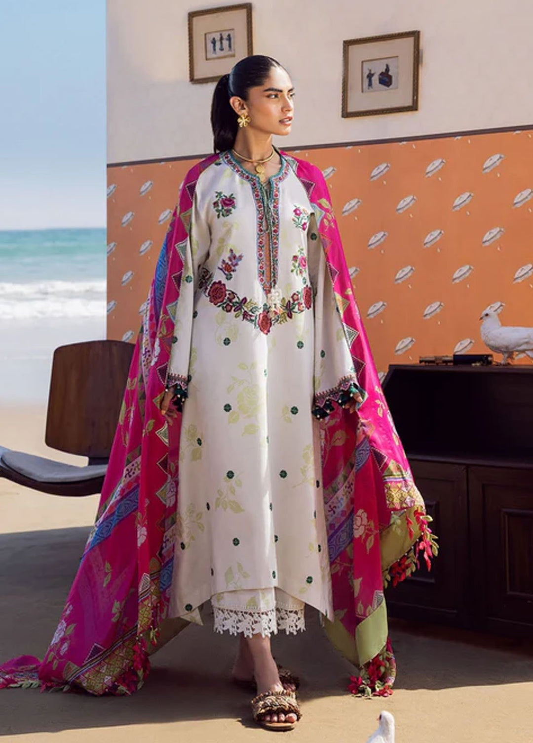 Everyday by Sadaf Fawad Khan Embroidered Lawn Suits Unstitched 3 Piece SDF25EV Rosa - Summer Collection