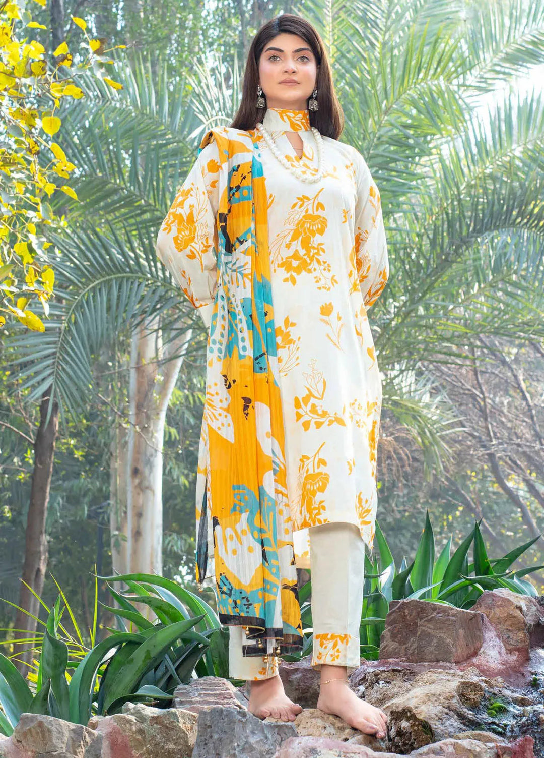 Fabiha by Feroza Printed Lawn Suits Unstitched 3 Piece FZ25FB D-01 - Summer Collection