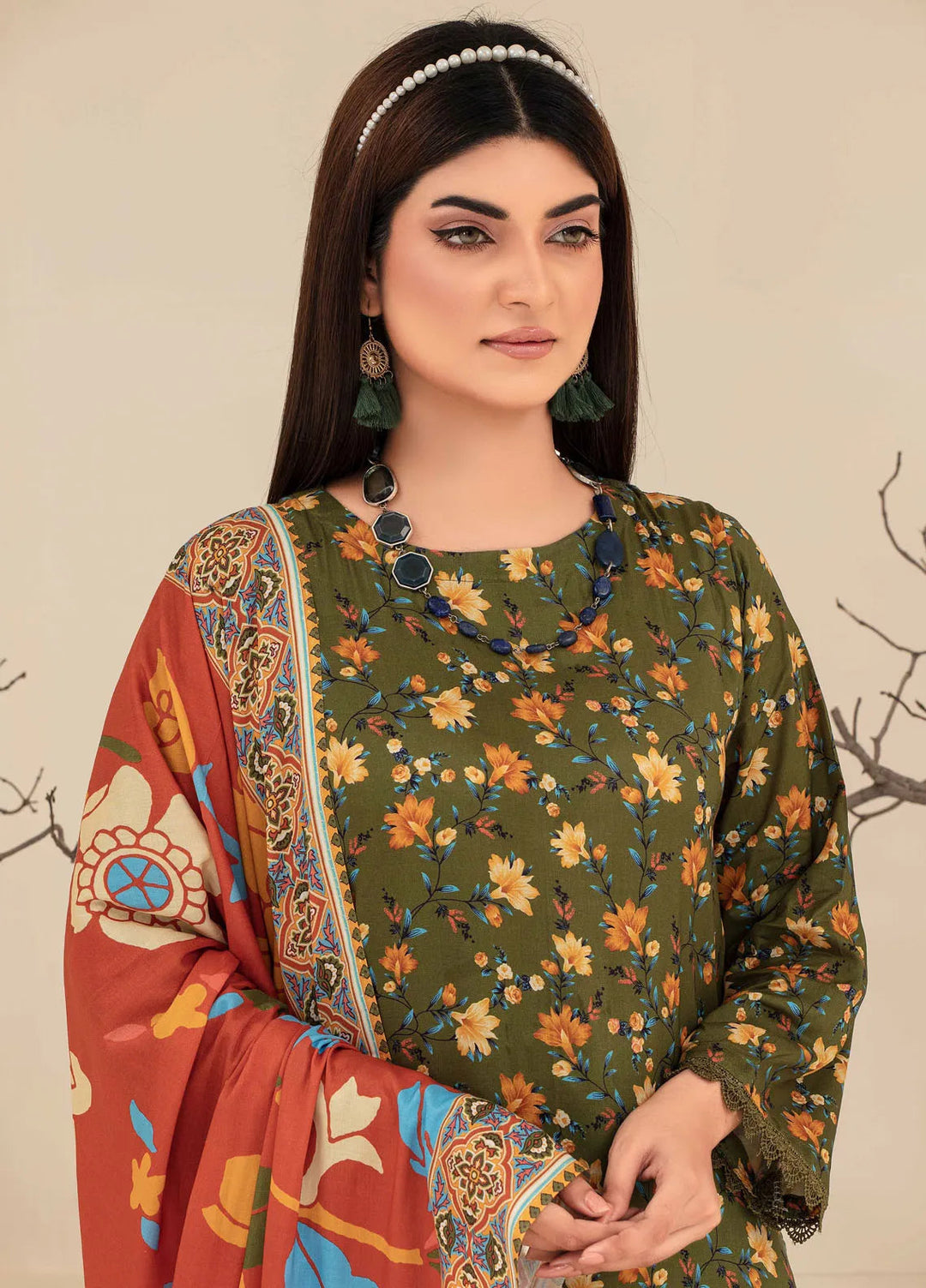 Fabiha By Feroza Printed Linen Suit Unstitched 3 Piece FZ24F D-02 - Summer Collection
