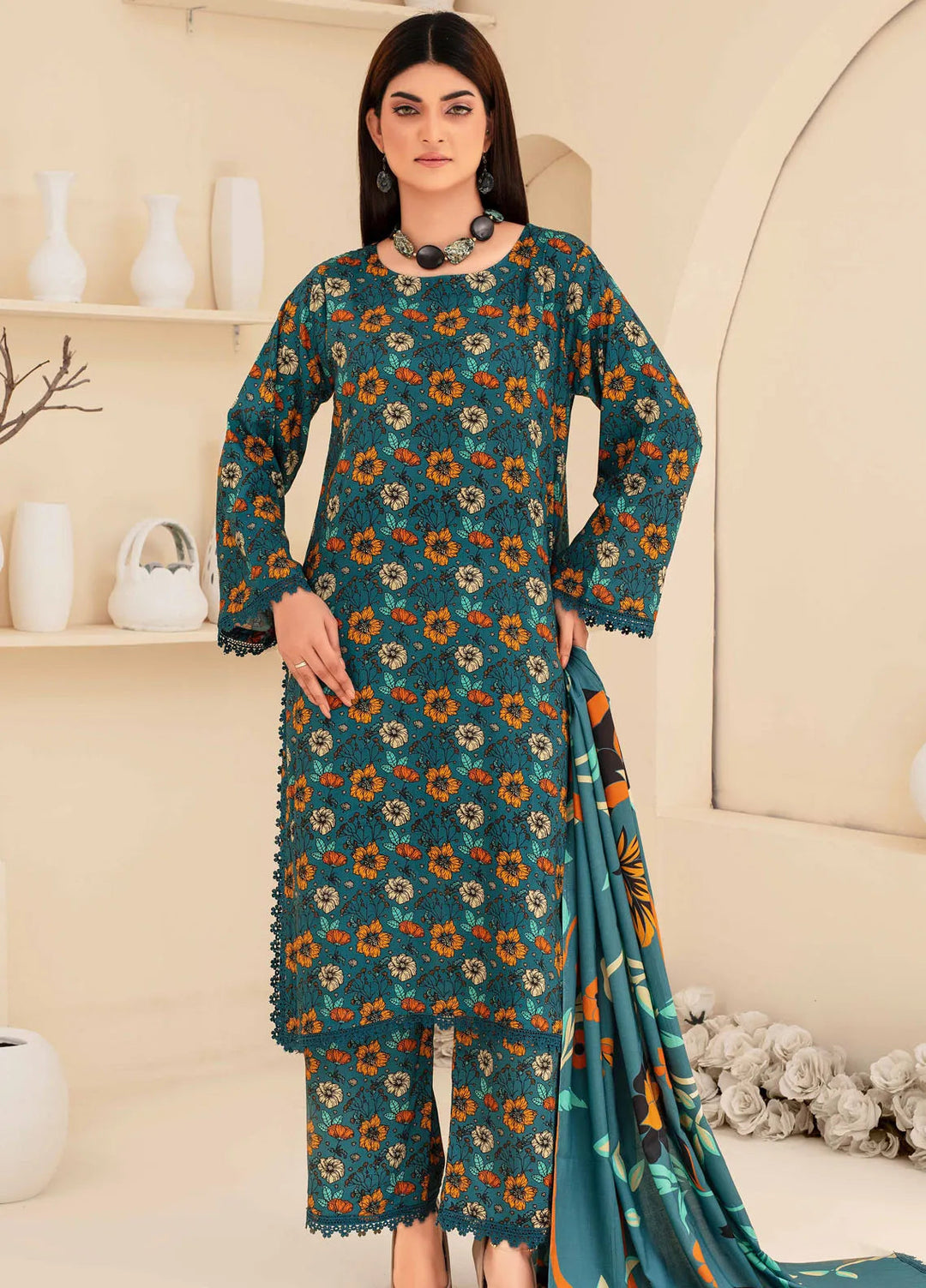 Fabiha By Feroza Printed Linen Suit Unstitched 3 Piece FZ24F D-07 - Summer Collection