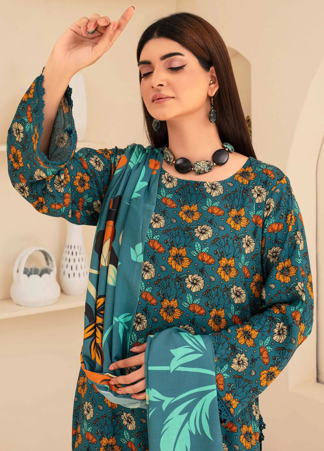 Fabiha By Feroza Printed Linen Suit Unstitched 3 Piece FZ24F D-07 - Summer Collection