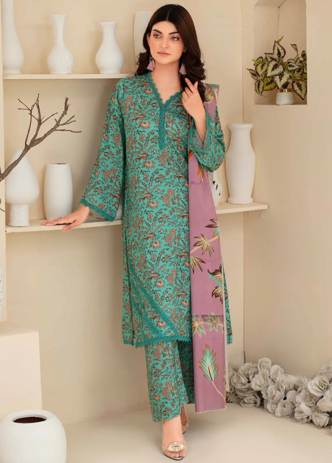 Fabiha By Feroza Printed Linen Suit Unstitched 3 Piece FZ24F D-09 - Summer Collection