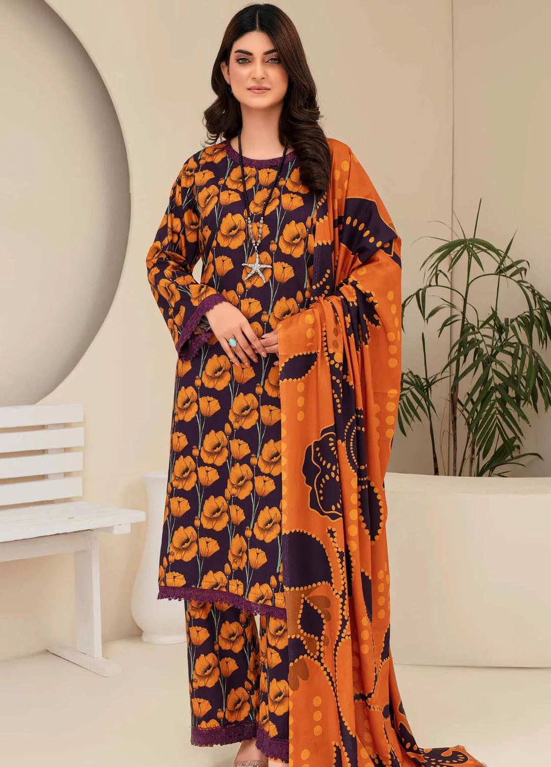 Fabiha By Feroza Printed Linen Suit Unstitched 3 Piece FZ24F D-10 - Summer Collection