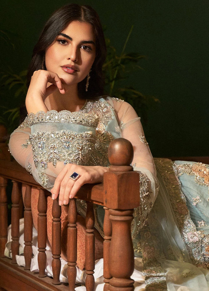 Fabiha Fatima Pret Embroidered Net 3 Piece Suit Aquamarine