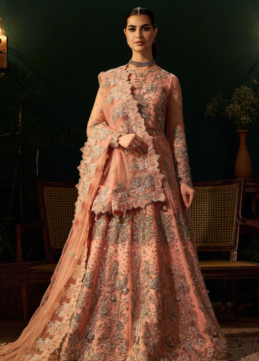 Fabiha Fatima Pret Embroidered Net 3 Piece Suit Rose