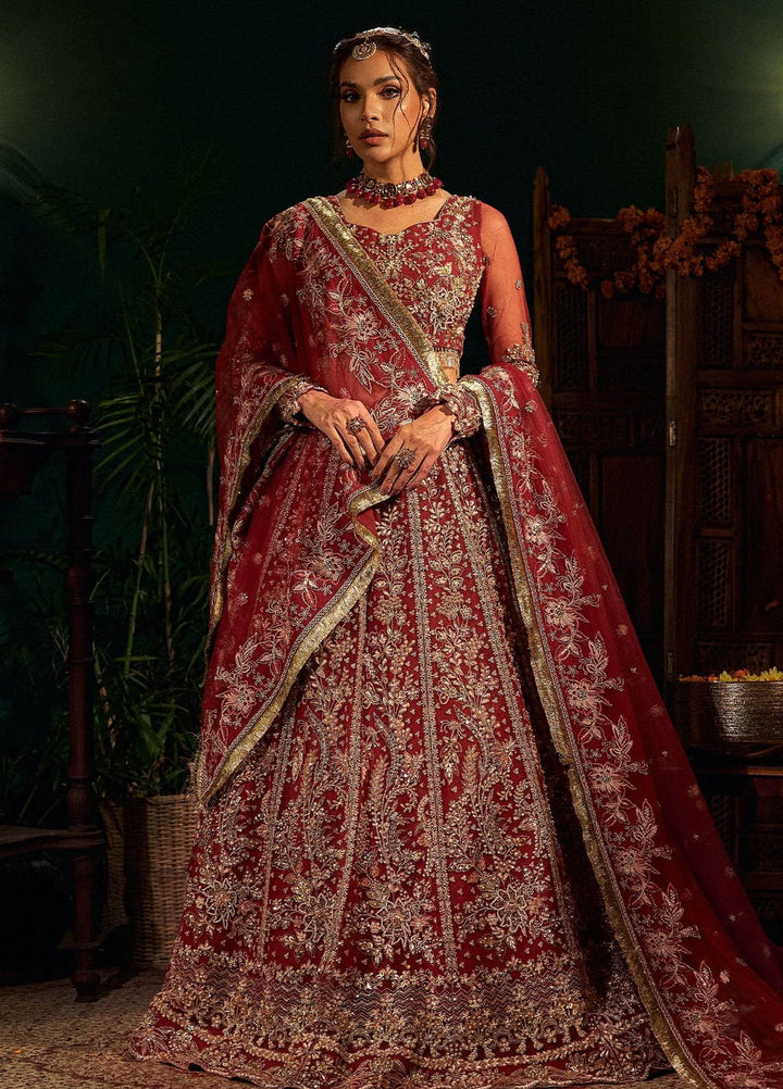 Fabiha Fatima Pret Embroidered Net 3 Piece Suit Ruby